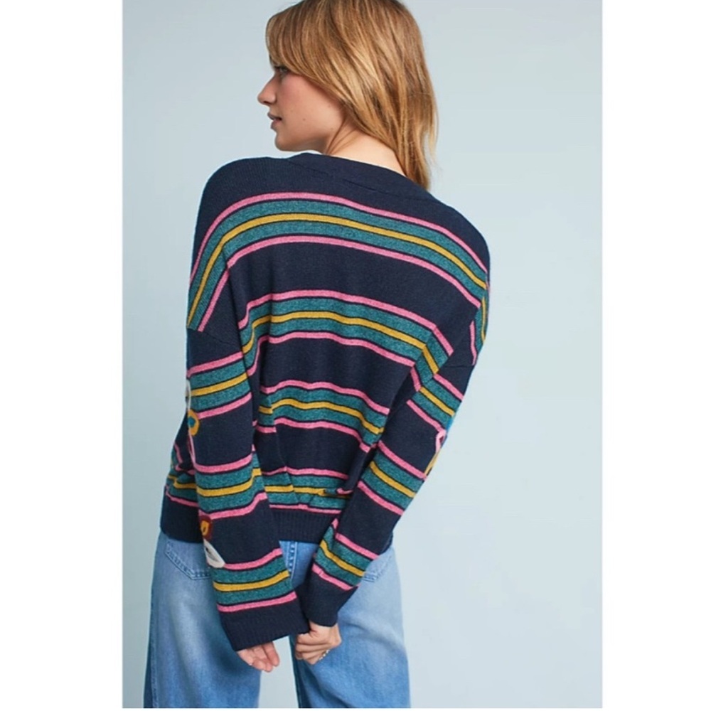 ANTHROPOLOGIE MOTH Felted Posy Cardigan Size L - Picture 3 of 12
